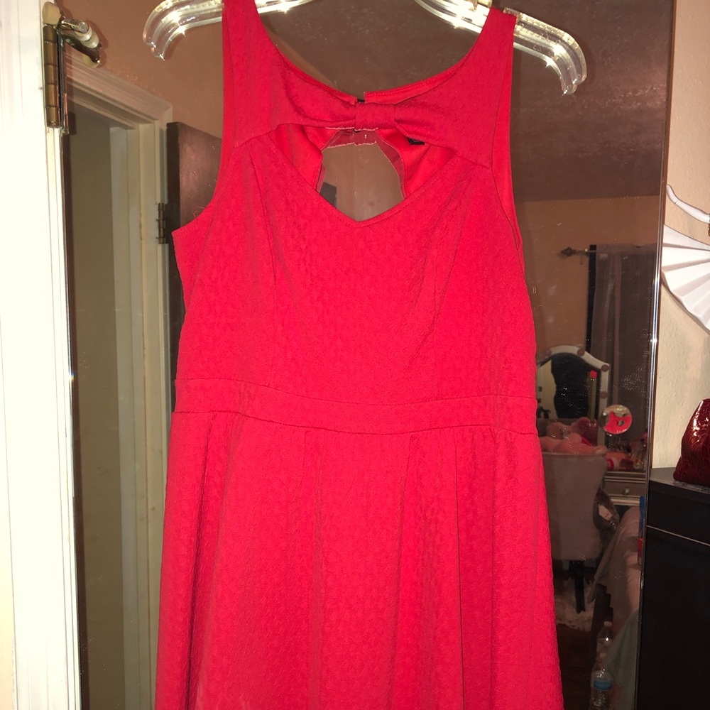 Red dress with bow on the front
